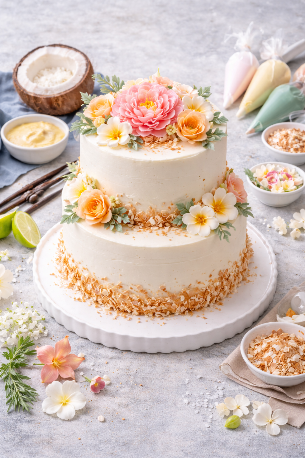 Beautifully decorated cake with fresh flowers for cake decorating class in Red Deer, Alberta. Perfect for learning cake design techniques and creating stunning edible art.