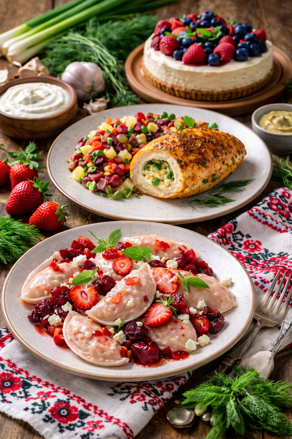 Delicious Ukrainian dishes prepared during a cooking class in Red Deer, Alberta.